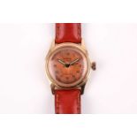 A vintage military style watch, the circular brushed copper dial with Arabic indices, outer minute