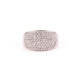 An 18ct white gold and diamond ring by Iliana, pave-set with round brilliant-cut diamond accents,