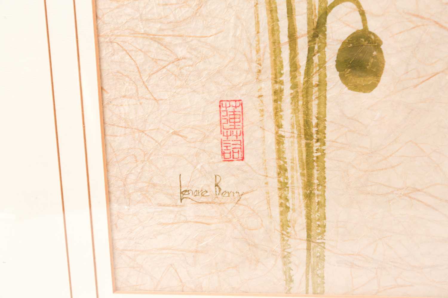 Lenore Berry, 20th century, a Chinese painting on paper, tall poppies and bamboo, signed to lower - Image 2 of 6