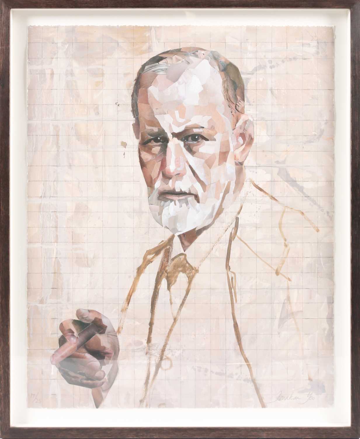 Jonathan Yeo (b.1970), 'Sigmund Freud', print on paper, numbered 17/25, 55 cm x 43.5 cm glazed in