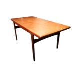 Arne Hovmand-Olsen for Mogens Kold, a mid 20th century Danish teak extending dining table, with