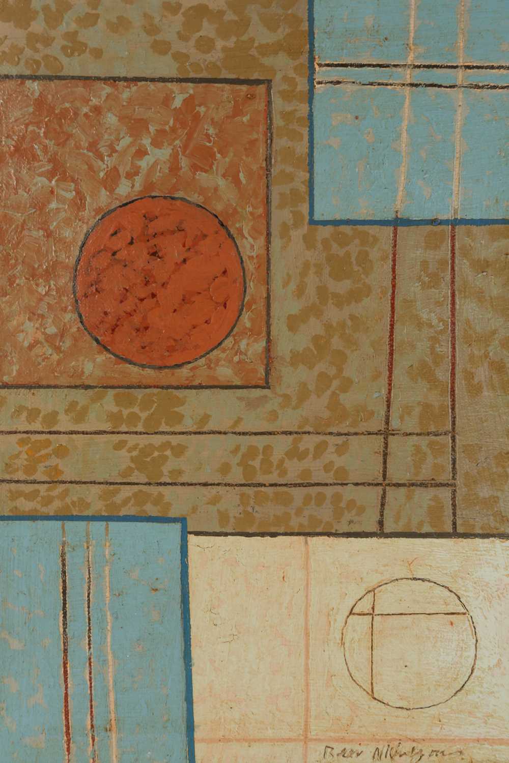 Follower of Ben Nicholson (1894-1992), abstract composition with circles and squares, oil on canvas, - Image 3 of 4