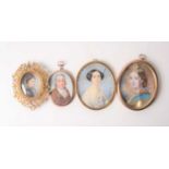 An early 19th century portrait miniature on ivory of a gentleman, housed in a gilt metal oval