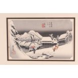 Ando Hiroshige (1797 - 1858), 'Evening Snow - Kanbara', station number 15 of the 53 Tokaido