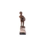 Max Lindenberg (1873-1910), a bronze figure of a young boy holding a watering can, trying to play it