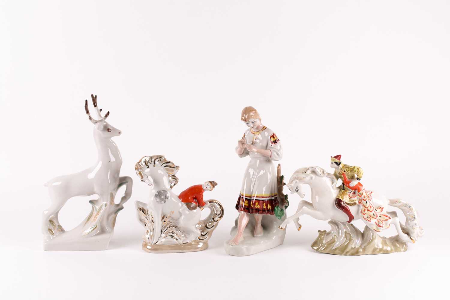 A Dulevo Soviet Russian porcelain figure, 'The Humpbacked Horse', together with a Soviet porcelain - Image 11 of 11