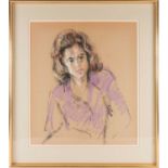 Harold Riley (b.1934) British, 'Study of Mandy', a portrait of a young woman, pastel on paper,