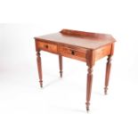 Edwards & Roberts, a burr walnut veneered two drawer side table, mid 19th century. With radiused