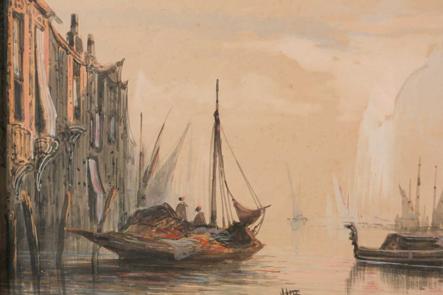 Margaret Murray Cookesley (c.1850-1927), a Venetian scene, with boats and figures before buildings - Image 2 of 4