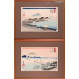 Ando Hiroshige (1797 - 1858), 'Fishing Boats Returning to Yabase - Lake Biwa' & 'Clearing Storm at