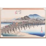 Utagawa Hiroshige (1797 - 1858), 'Yahagi Bridge - Okazaki', station number 38 of the 53 Tokaido