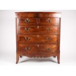 A George III North Country mahogany bowfront chest of drawers, with inlaid parquetry decoration,