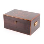 Hermés, Paris: a Macassar ebony cigar humidor, with interior fittings, inlaid decoration to the