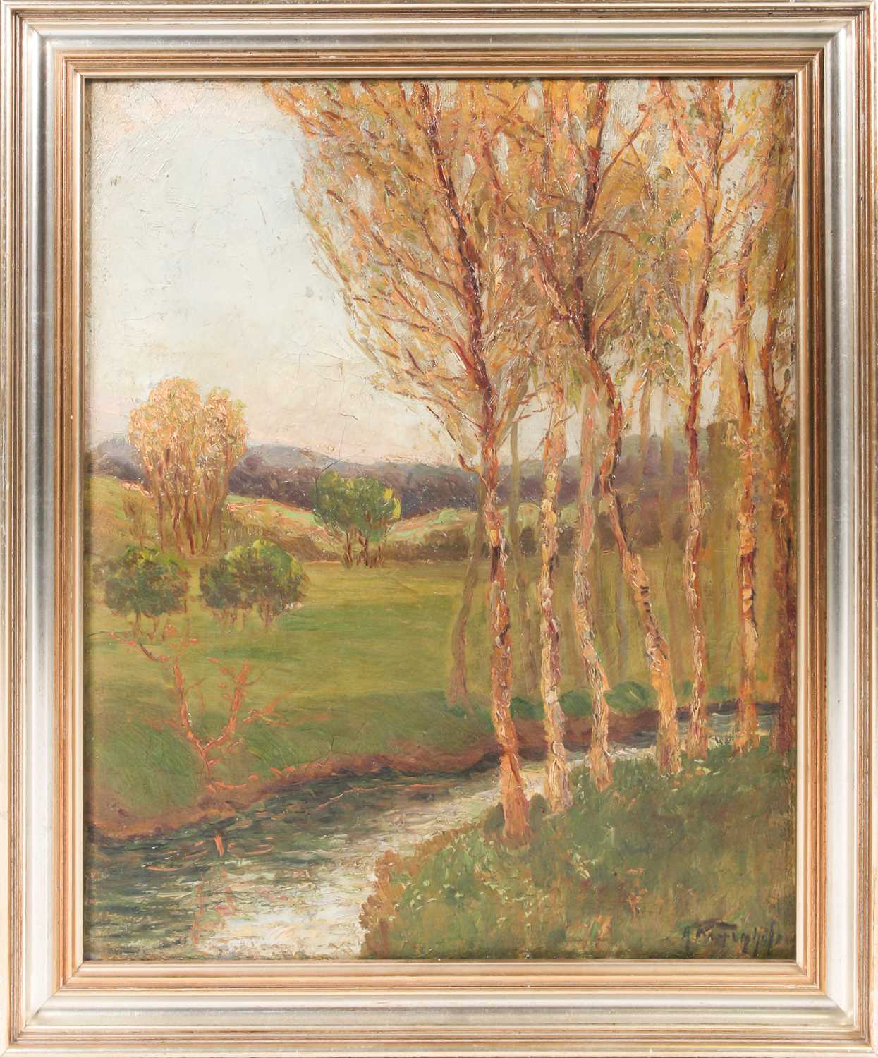 20th century school, possibly Andreas Kappenberg?, an impressionist style landscape, oil on