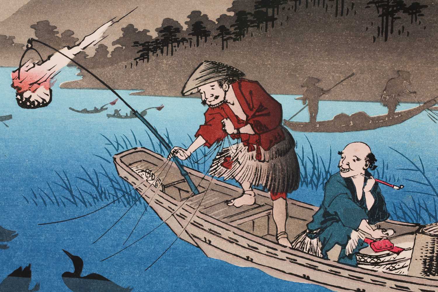 Keisai Eisen (19th century), Godo - Juku - Night Fishing on the Nagara River, the 54th station of 69 - Image 2 of 7