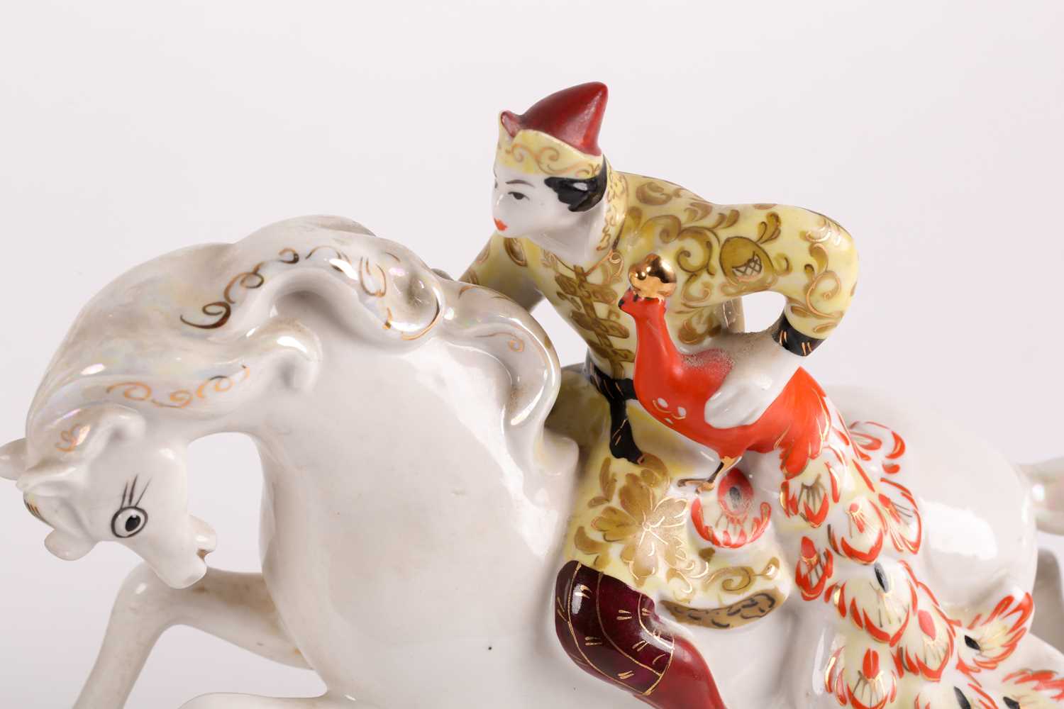 A Dulevo Soviet Russian porcelain figure, 'The Humpbacked Horse', together with a Soviet porcelain - Image 6 of 11