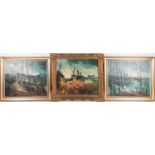 20th century school, three impasto style studies on canvas, forest scenes, indistinctly signed,