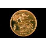 British coins, George VI, Proof Sovereign, 1937, bare head l, rev, St George & Dragon, plain edge,
