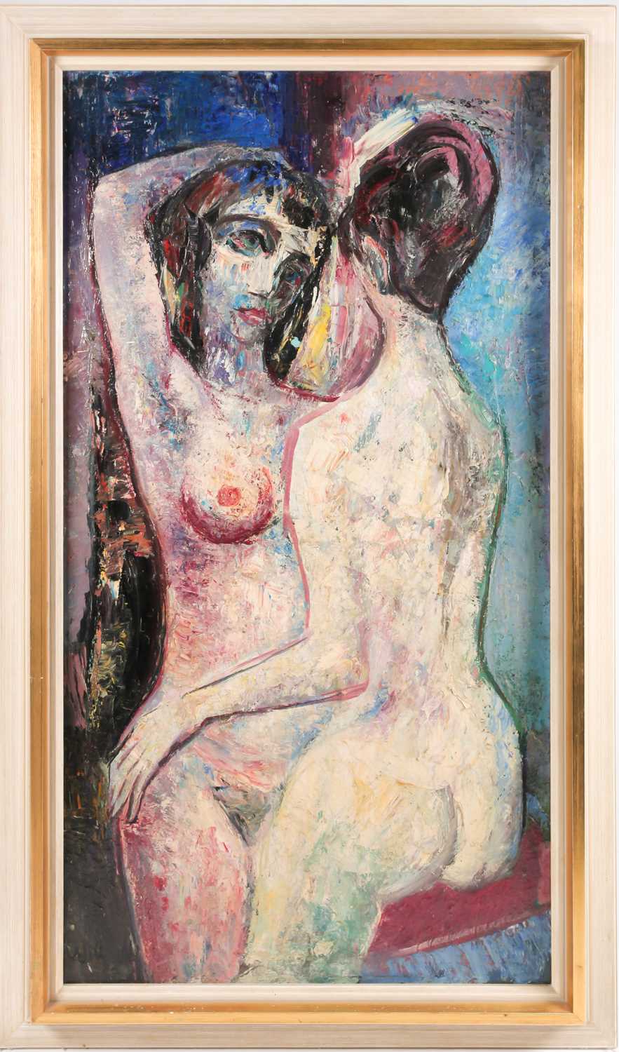 Will Sohl (1906-1969) German, abstract study of a nude couple, oil on canvas, signed and dated
