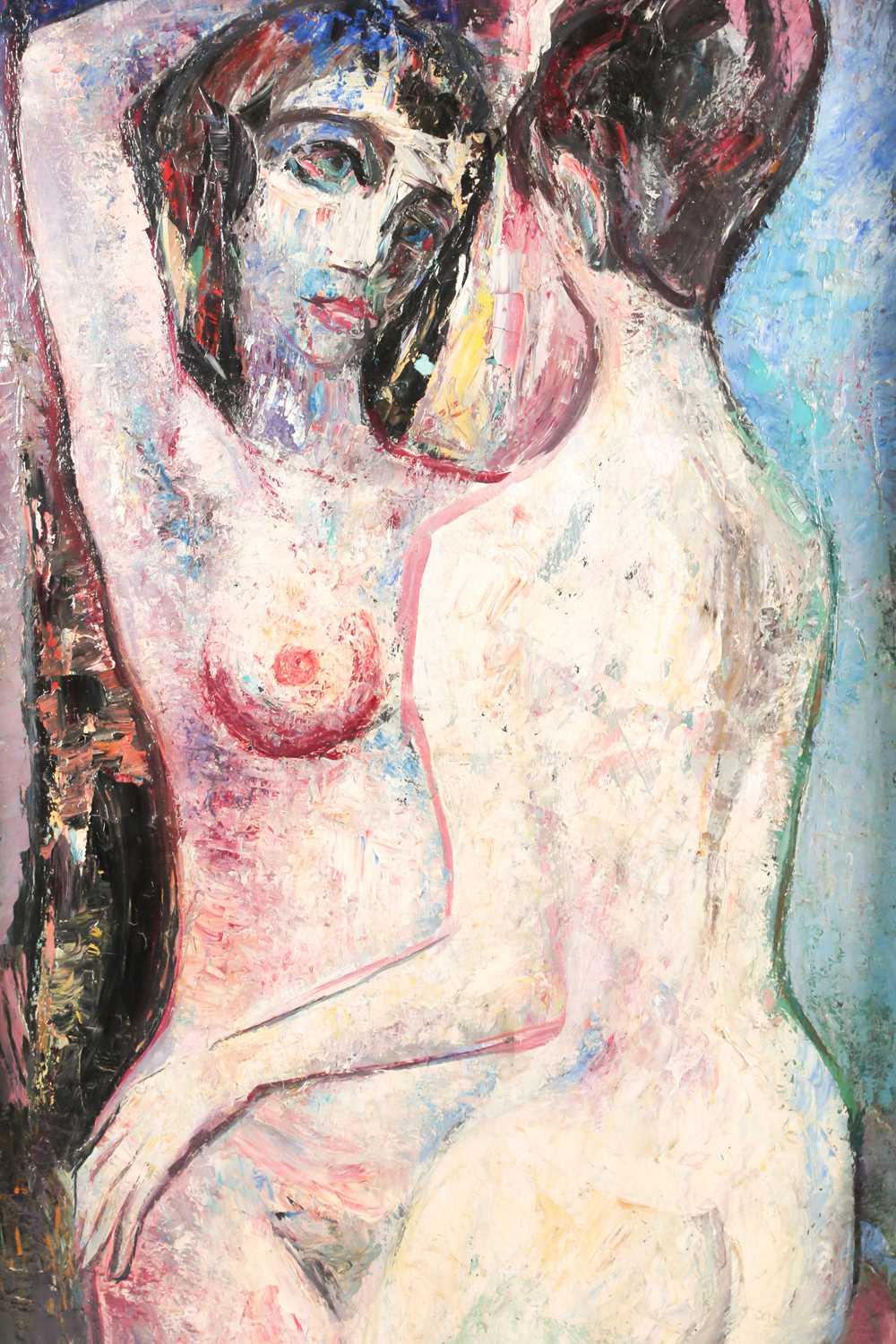Will Sohl (1906-1969) German, abstract study of a nude couple, oil on canvas, signed and dated - Image 5 of 8