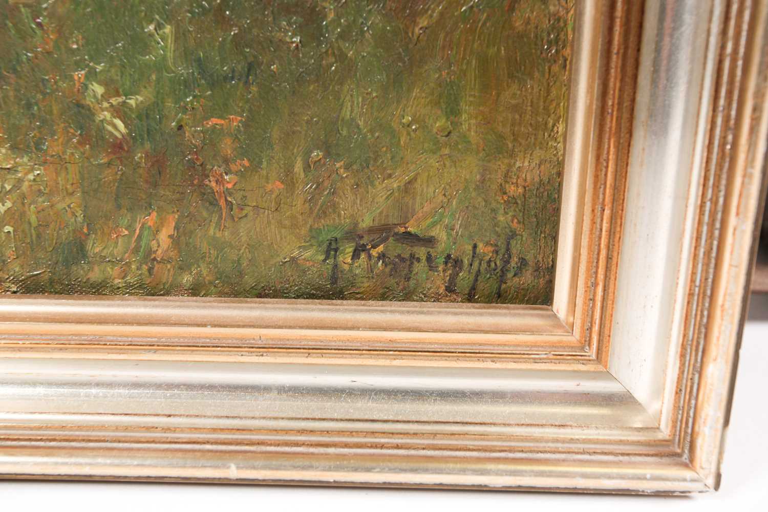 20th century school, possibly Andreas Kappenberg?, an impressionist style landscape, oil on - Image 5 of 5