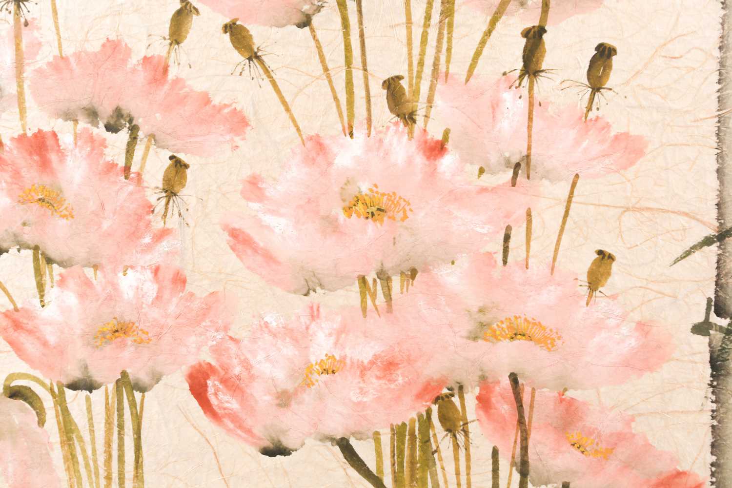 Lenore Berry, 20th century, a Chinese painting on paper, tall poppies and bamboo, signed to lower - Image 3 of 6