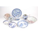 A group of Chinese porcelain, 18th & 19th century, comprising a Chinese Imari bowl, 20cm dia, a blue