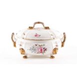 A large Derby porcelain oval porcelain tureen and cover, early 19th century. Fitted with reeded