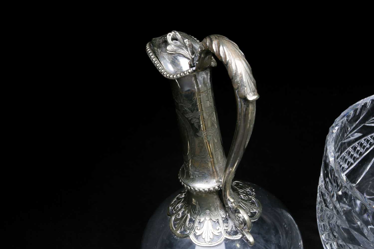 A collection of Victorian and later cut glassware, comprising a Victorian silver plated ewer - Image 3 of 5