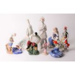 A probably LZFI factory Soviet Russian porcelain figure of a Ukrainian lady with a young goat (Kid).