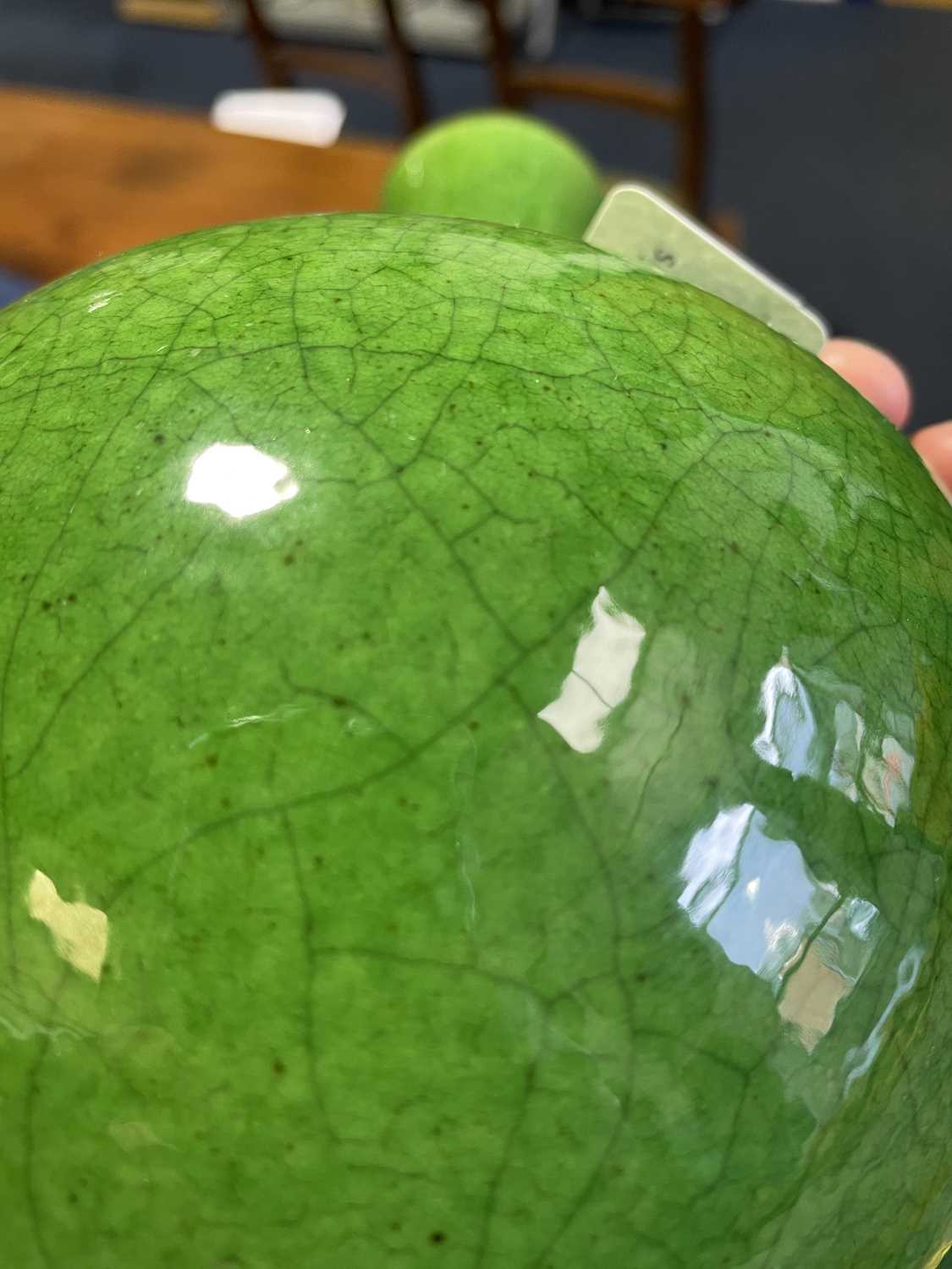 A Chinese crackle ware vase, 19th/20th century, with apple green ground beneath a brown oxide rim, - Image 14 of 16