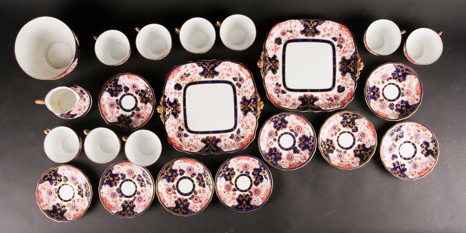 An Edwardian Royal Crown Derby Imari pattern part tea service, for nine place settings, to include a - Image 9 of 10