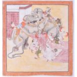Indian School, 19th century, a war party with battling elephants, gouache, 35 x 33.5cmCondition