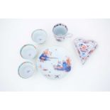 Various Chinese 18th century porcelain, comprising a heart shaped hors d'oeurve dish, a well painted
