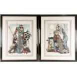 J. C. Graham Illingworth, The Sorceror and The Scoceress, silk screen prints, a pair, signed and