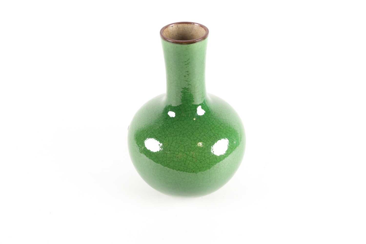 A Chinese crackle ware vase, 19th/20th century, with apple green ground beneath a brown oxide rim, - Image 7 of 16