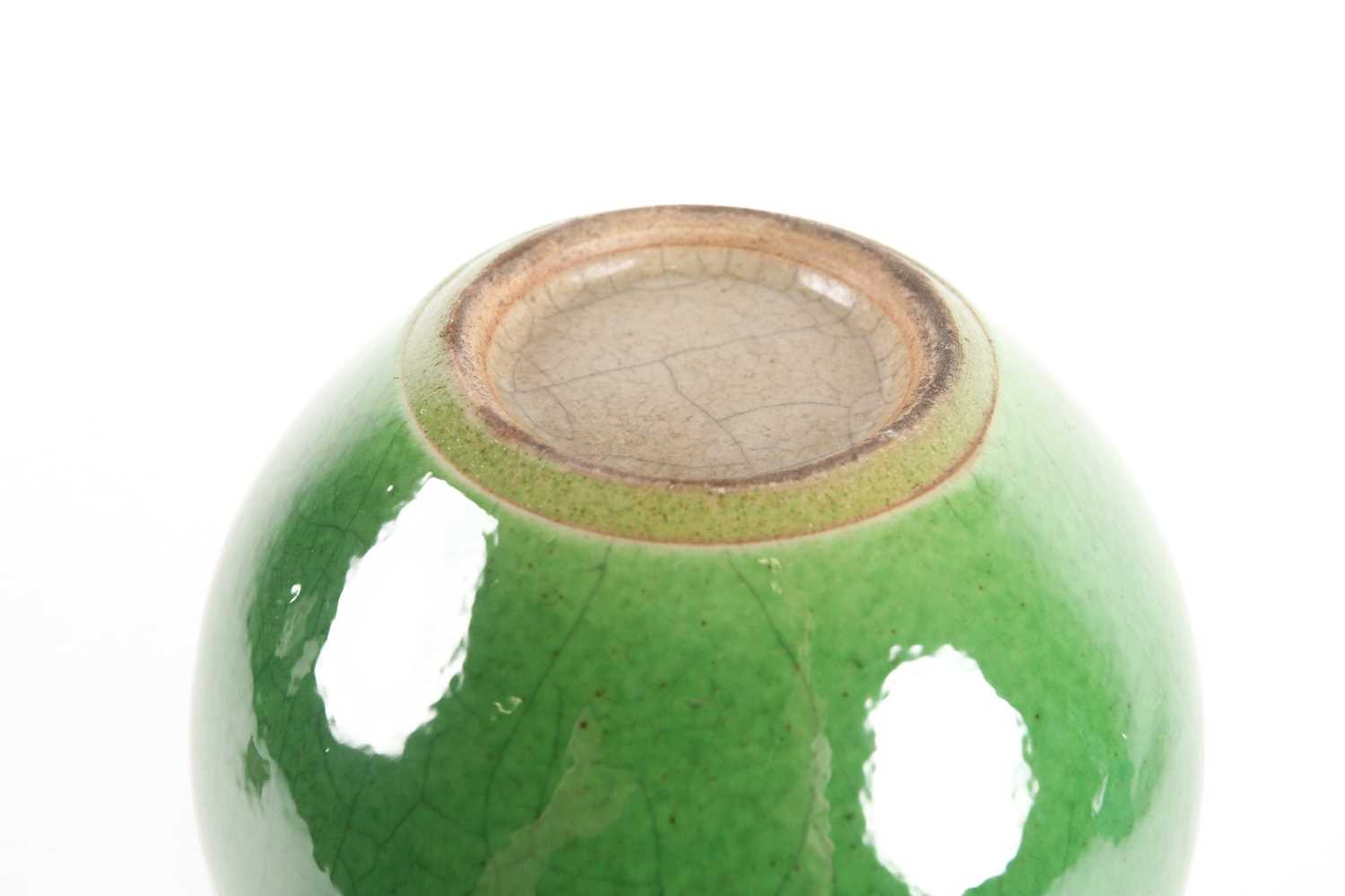 A Chinese crackle ware vase, 19th/20th century, with apple green ground beneath a brown oxide rim, - Image 4 of 16