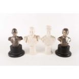A pair of novelty musical royal portrait busts, depicting HM King George VI and HM Queen