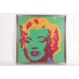 After Andy Warhol, a large pop art style image of Marilyn Monroe, print, in mount and framed. 91