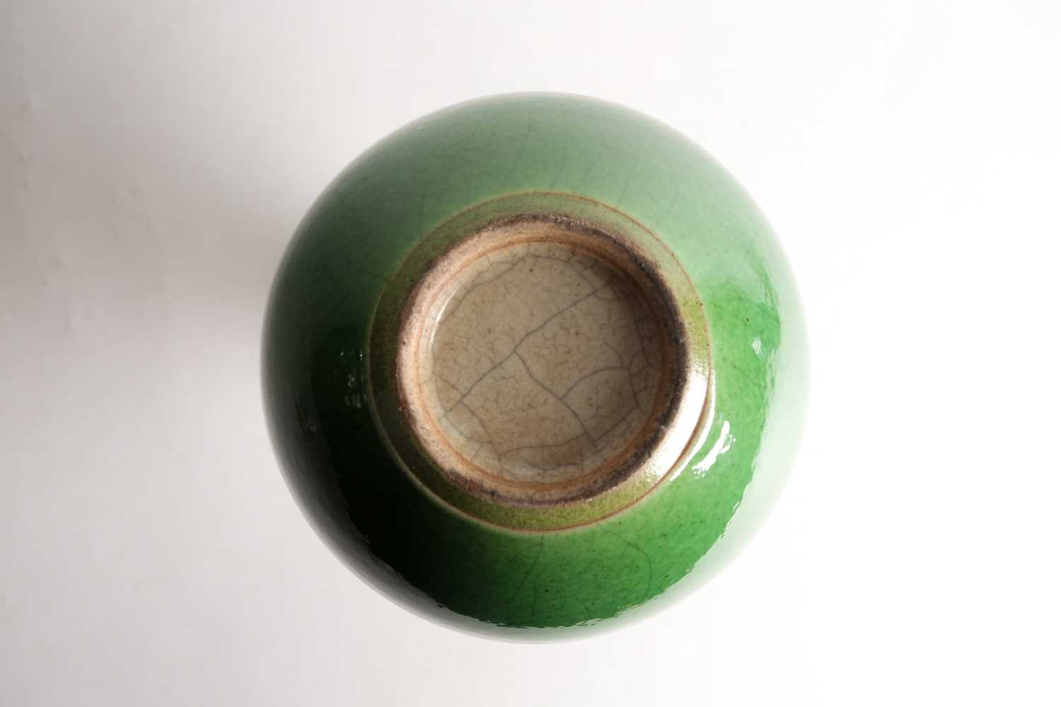 A Chinese crackle ware vase, 19th/20th century, with apple green ground beneath a brown oxide rim, - Image 2 of 16