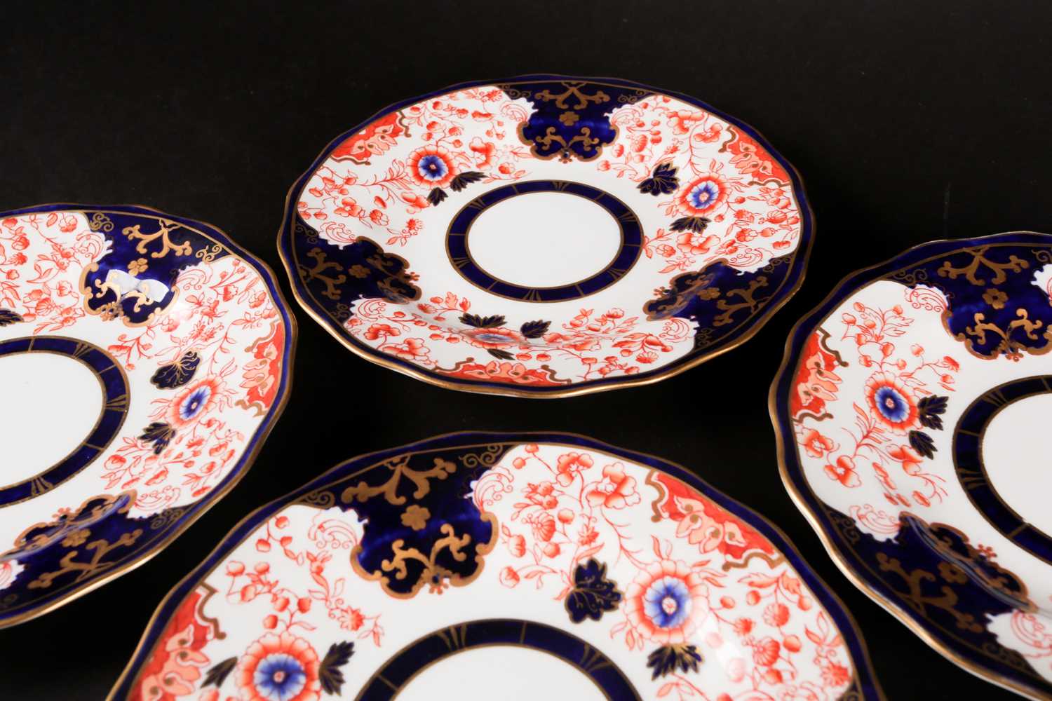 An Edwardian Royal Crown Derby Imari pattern part tea service, for nine place settings, to include a - Image 6 of 10