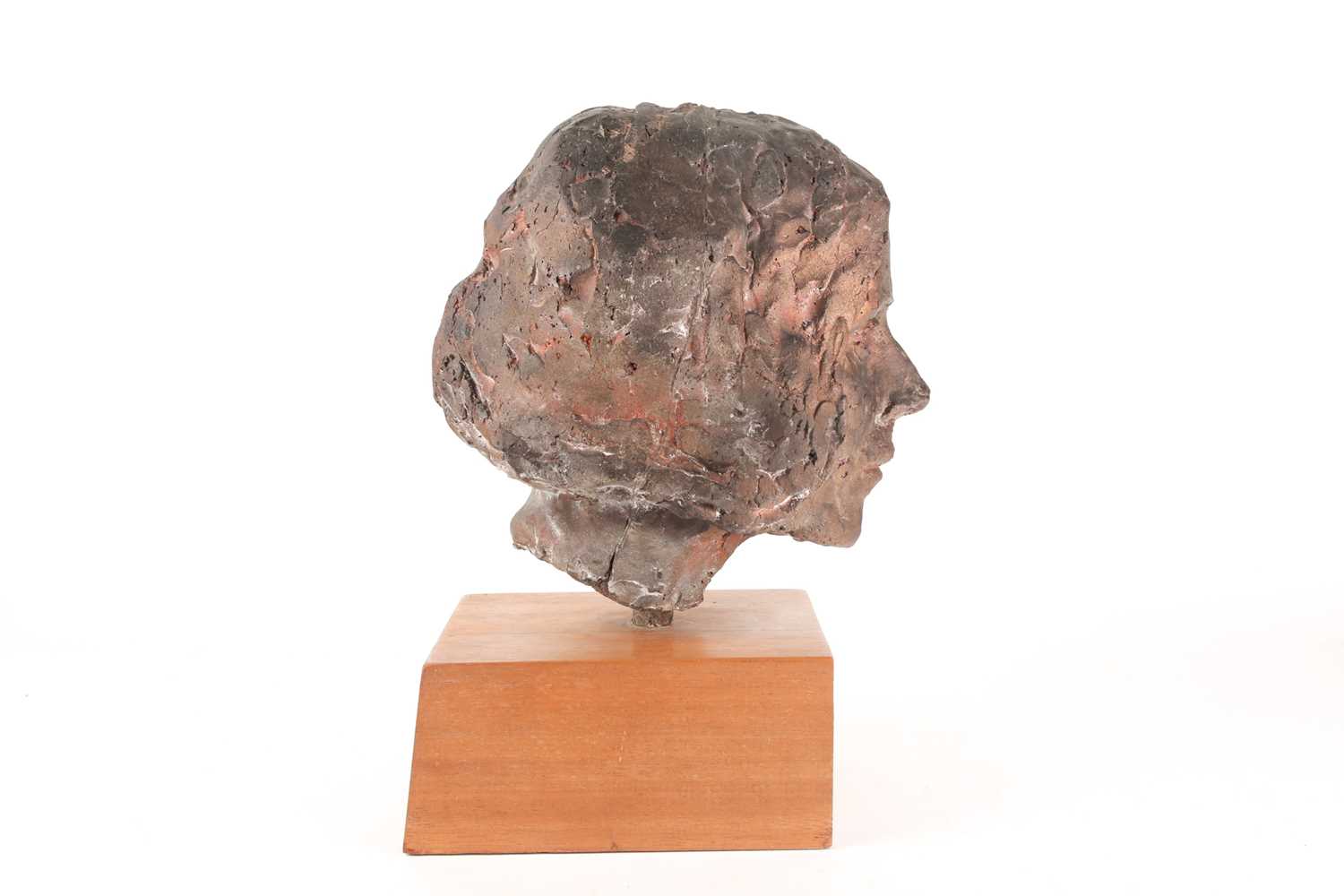 A stoneware bust of a elderly lady, her hair in a bun, in a bronzed finish, and a bust of an elderly - Image 2 of 14