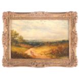 Edmund John Niemann (1813-1876) A rural landscape with figures descending on a hillside path, oil on