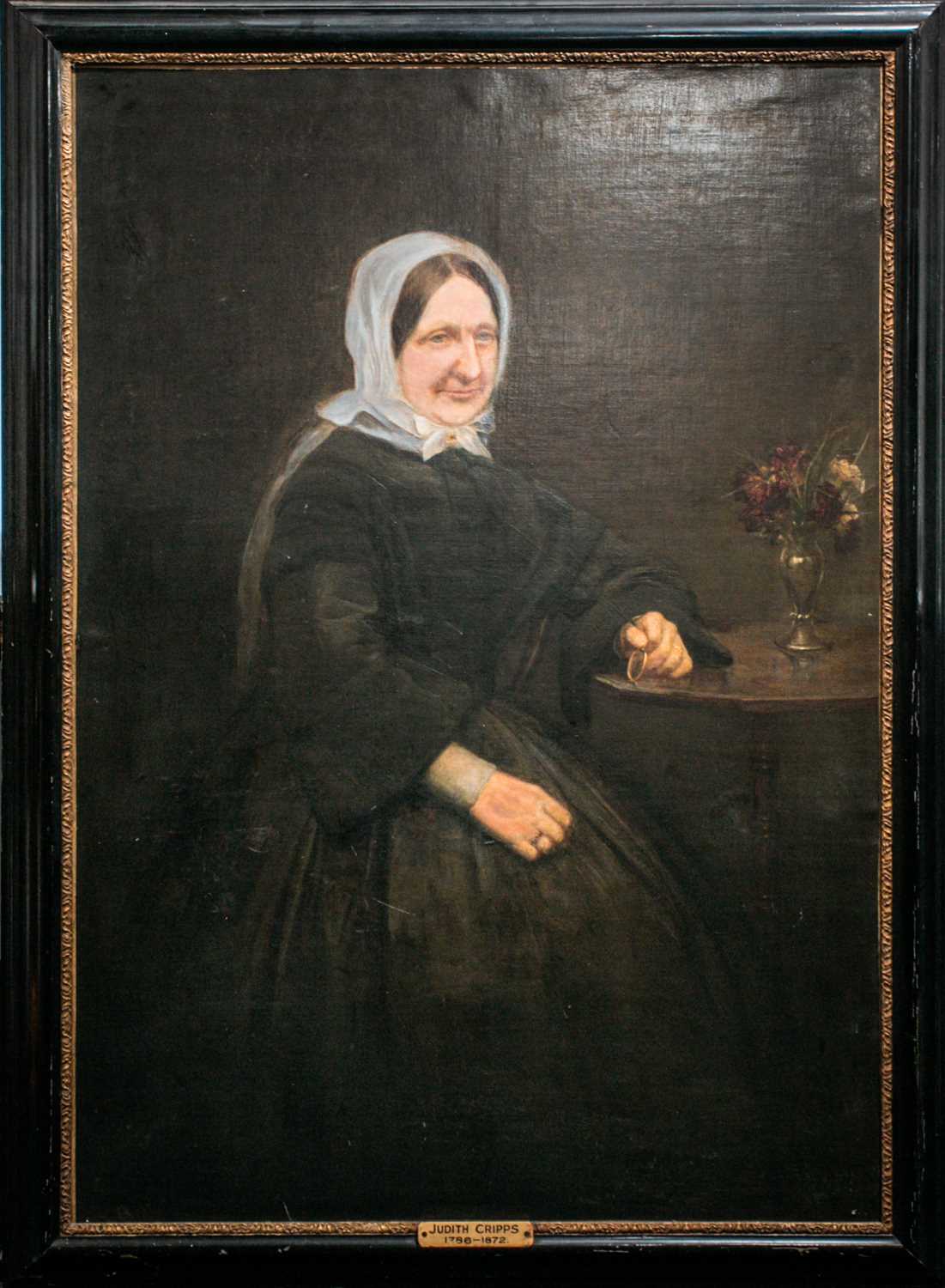 Late 19th century English school, portrait of Judith Cripps 1786-1872, oil on canvas. 128 cm x 90