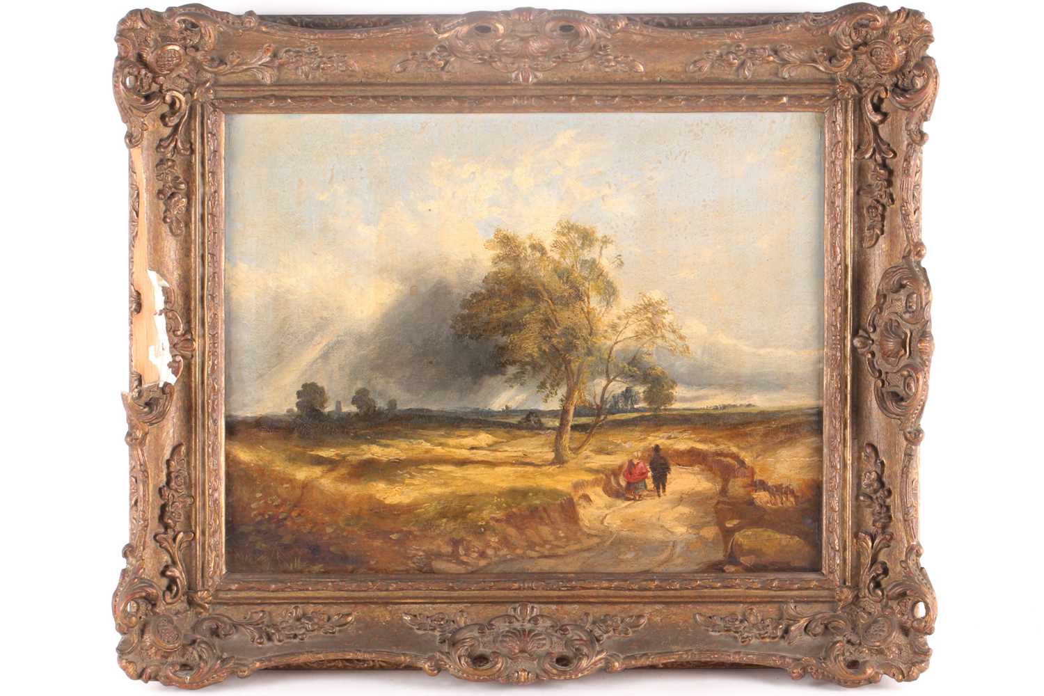 Attributed to Thomas Creswick (1811-1869) "A Storm Crossing the Moor" oil on board. Bearing