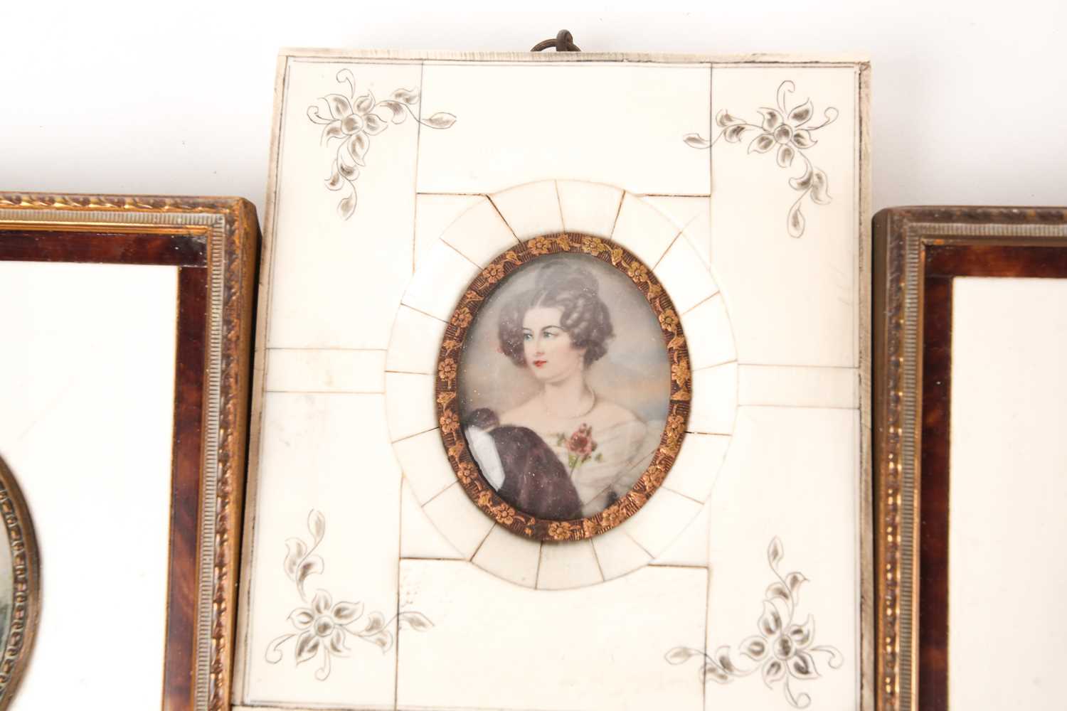 Three 19th century portrait miniatures on ivory of young gentlemen, each in black lacquered frame, a - Image 6 of 9