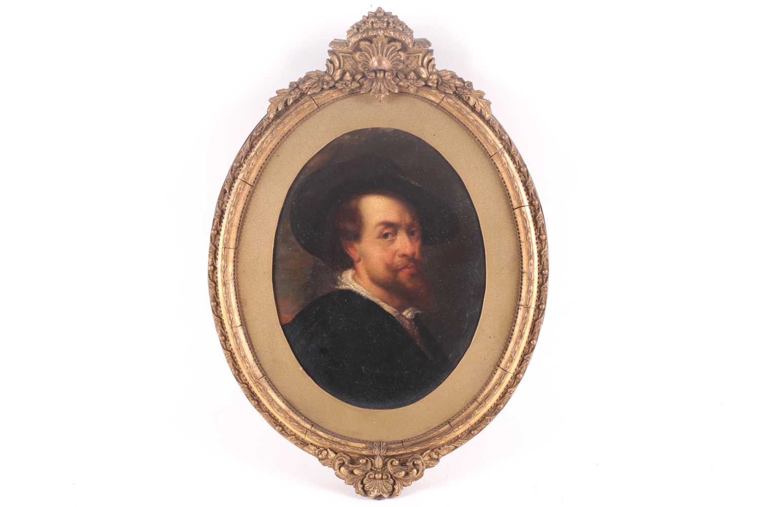 After Peter Paul Rubens, a 19th century copy of the artists self portrait, mounted oval, oil on