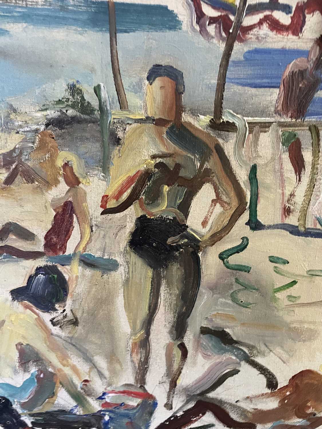 Rene de Guiroye (French, 1912 - 2000), a Mediterranean beach scene, signed, oil on canvas, 54cm x - Image 8 of 16