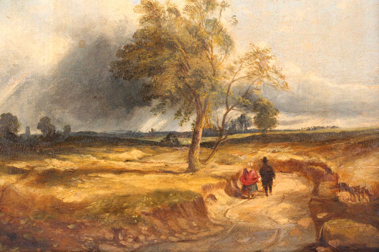 Attributed to Thomas Creswick (1811-1869) "A Storm Crossing the Moor" oil on board. Bearing - Image 8 of 8