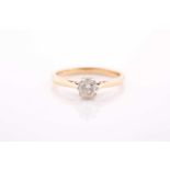 An 18ct yellow gold and solitaire diamond ring, set with a round brilliant-cut diamond of